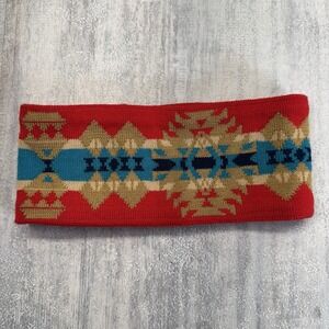 Pendleton Merino Wool Fleece Lined Headband Ear Warmer Red Aztec Southwest